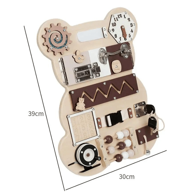 Montessori Aktivitätsboard Bär – Sicheres & Lernförderndes Spielzeug – Bild 3
