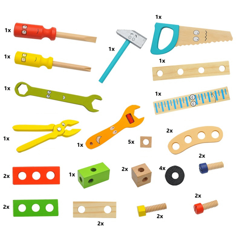 Kinder Werkzeugkasten Holz – Bauset mit Schrauben & Werkzeug – Bild 5