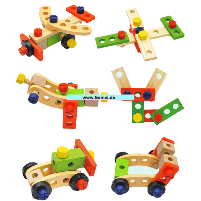 Kinder Werkzeugkasten Holz – Bauset mit Schrauben & Werkzeug – Bild 3