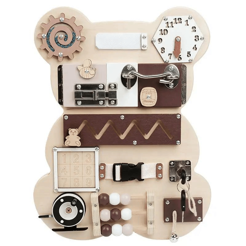 Montessori Aktivitätsboard Bär – Sicheres & Lernförderndes Spielzeug – Bild 5