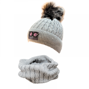 Wintermütze mit Halswärmer mit Fleecefutter