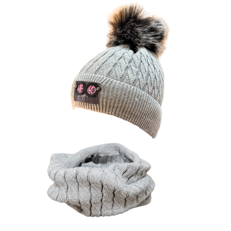 Wintermütze mit Halswärmer mit Fleecefutter