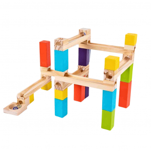 Bunte Holz Kugelbahn für Kinder – Kreatives STEM-Spielzeug für kleine Baumeister